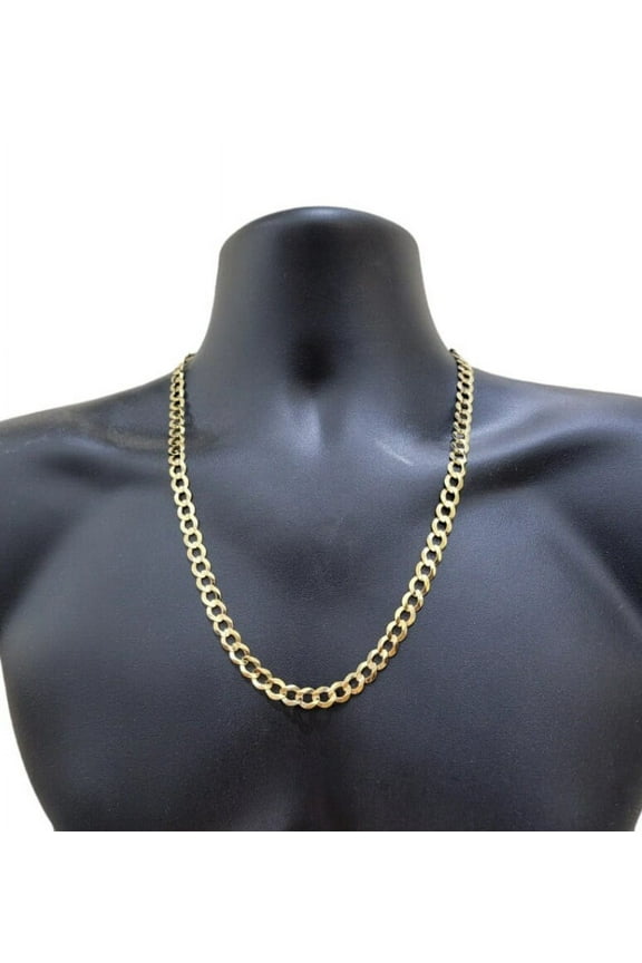 Solid 10K Gold Curb Chain 5mm, Man Gold Chain, Real Gold Gents Chain, 5mm Gold Curb Chain