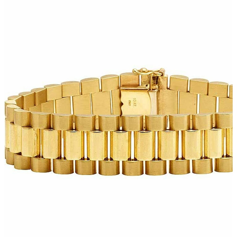 Diamond Cuban Link Bracelet 10mm in Yellow Gold - 7 Inches - Gold Presidents