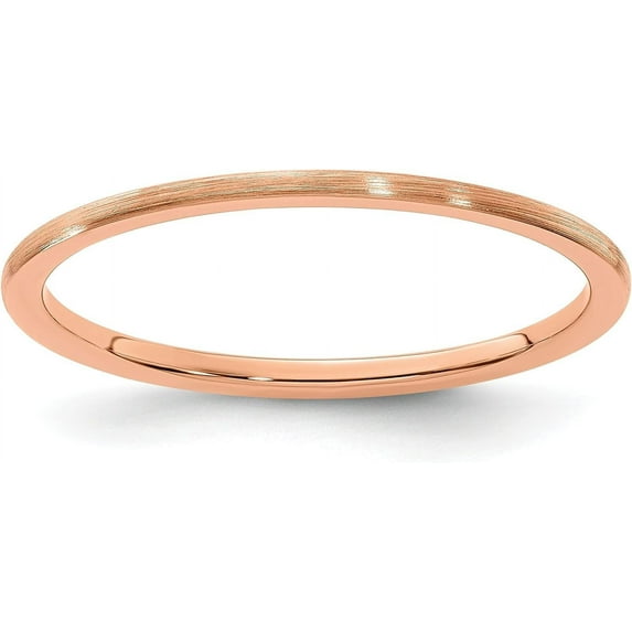 Solid 10K Rose Gold 1.4mm Half Round Satin Stackable Band Size 10 - Ring Size 10.0