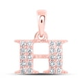 thumbnail image 1 of Solid 10K Rose Gold Real Natural Diamond Womens H Initial Letter Pendant Charm - 1/2 Inch Height - 1/10 Carat ( .11 Cttw ), 1 of 2