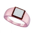 thumbnail image 1 of Solid 10K Rose Gold Real Natural Red Diamond Mens Square Cluster Anniversary Ring 1/4 Carat - Size - 8.5 ( .26 Cttw ), 1 of 2