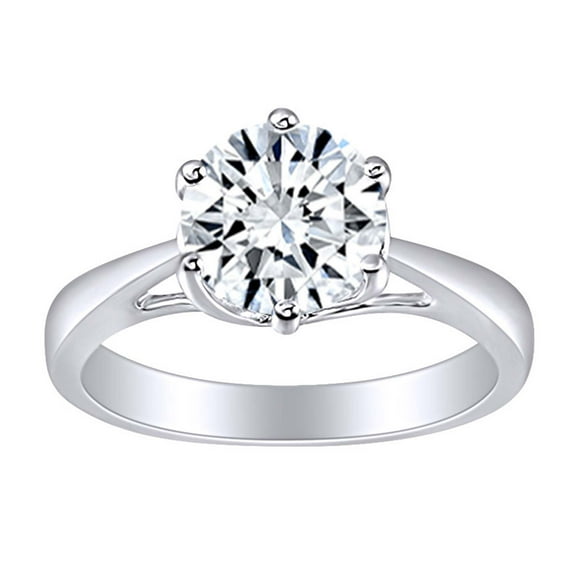AFFY Solid 10K White Gold 2ct 8MM H-I Color 2.8MM Width Heart Arrows Cut Moissanite Engagement Ring for Women Ring Size-8