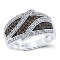 thumbnail image 1 of Solid 10K White Gold Real Chocolate Brown Natural Diamond Wedding Band Anniversary Ring for Women 5/8 Carat - Size - 8.5 ( .63 Cttw ), 1 of 2
