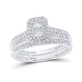 thumbnail image 1 of Solid 10K White Gold Real Natural Diamond Bridal Matching Engagement Ring Wedding Band Set 1/2 Carat - Size - 6 ( .50 Cttw ), 1 of 2