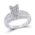 thumbnail image 1 of Solid 10K White Gold Real Natural Diamond Cluster Engagement Ring 1/2 Carat - Size - 8.5 ( .50 Cttw ), 1 of 2