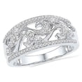 thumbnail image 1 of Solid 10K White Gold Real Natural Diamond Filigree Wedding Band Anniversary Ring for Women 1/3 Carat - Size - 6 ( .33 Cttw ), 1 of 2