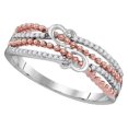 thumbnail image 1 of Solid 10K White Gold Real Natural Diamond Heart Roped 2-tone Rose Wedding Band Anniversary Ring for Women 1/8 Carat - Size - 8 ( .12 Cttw ), 1 of 2