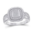 thumbnail image 1 of Solid 10K White Gold Real Natural Diamond Square Cluster Anniversary Ring for Women 1/4 Carat - Size - 5 ( .25 Cttw ), 1 of 2