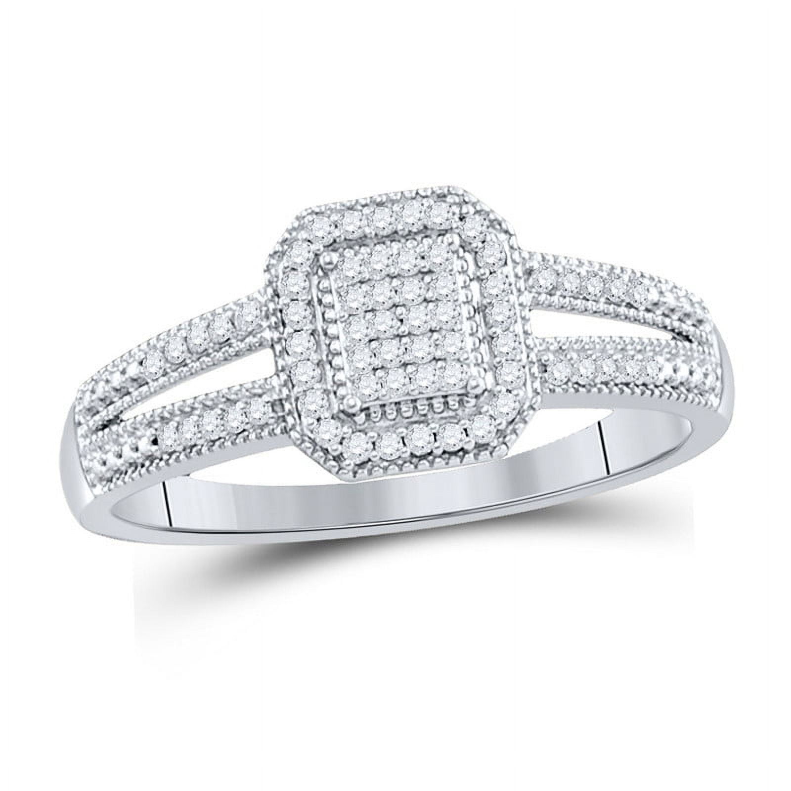 Solid 10K White Gold Real Natural Diamond Square Cluster Anniversary ...