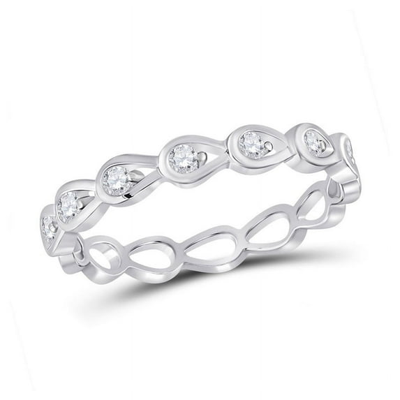 Solid 10K White Gold Real Natural Diamond Stackable Wedding Band Anniversary Ring for Women 1/5 Carat - Size - 5.5 ( .21 Cttw )