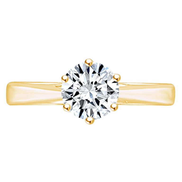 Solid 10K Yellow Gold 1.0 Carat G H I Color 2.4MM Width Moissanite