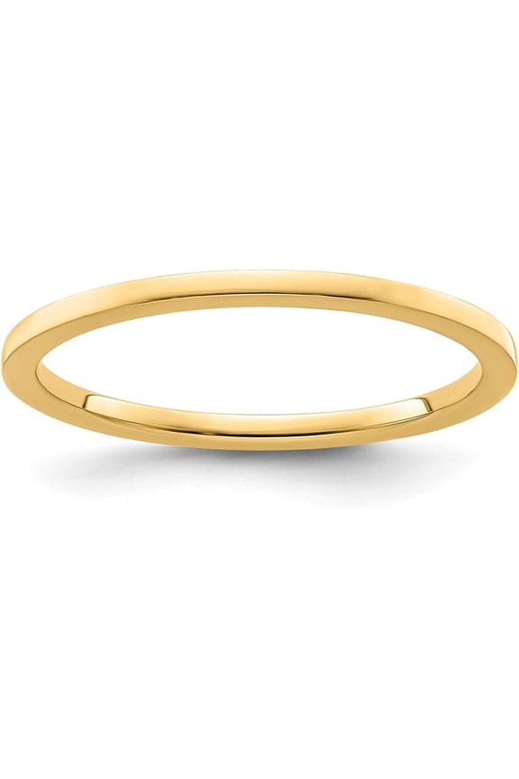 Solid 10K Yellow Gold 1.4mm Flat Polished Stackable Band Size 7 - Ring Size 7.0