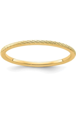 Solid 10K Yellow Gold 1.4mm Twisted Wire Pattern Stackable Band Size 8 - Ring Size 8.0