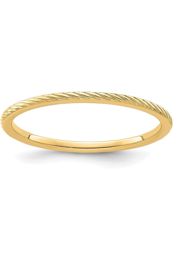 Solid 10K Yellow Gold 1.4mm Twisted Wire Pattern Stackable Band Size 8 - Ring Size 8.0