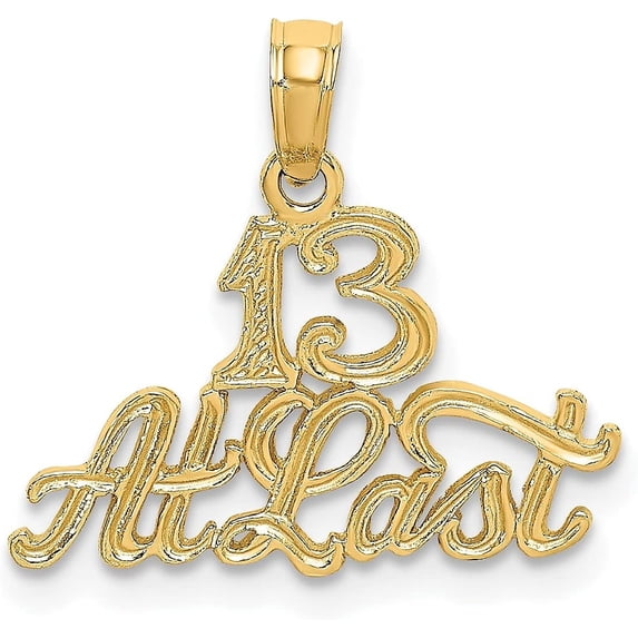 Solid 10K Yellow Gold 13 AT LAST Pendant
