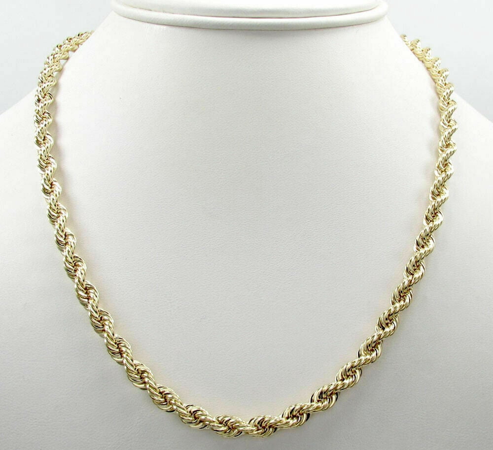 Solid 10K Yellow Gold 2.5mm Rope Chain Necklace