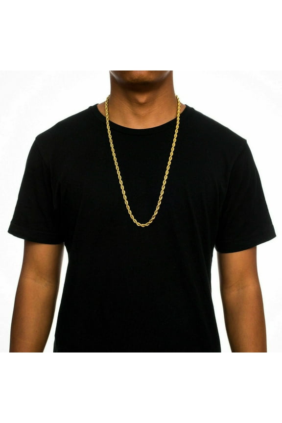 Solid 10K Yellow Gold 2.5mm Rope Chain Necklace