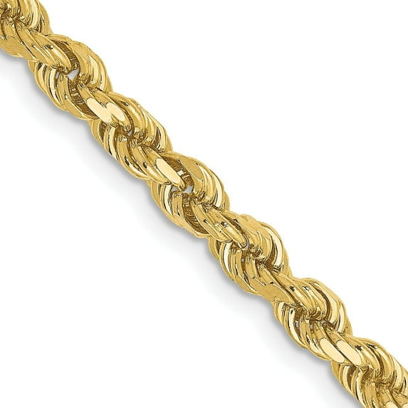 Solid 10K Yellow Gold 3.7mm Diamond-Cut Rope Chain - 24"