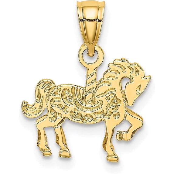 Solid 10K Yellow Gold Carousel Horse Charm - 16.7mm