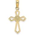 thumbnail image 1 of Solid 10K Yellow Gold Cut-Out and Flat Cross W/Flower Charm - 16.8mm, 1 of 6
