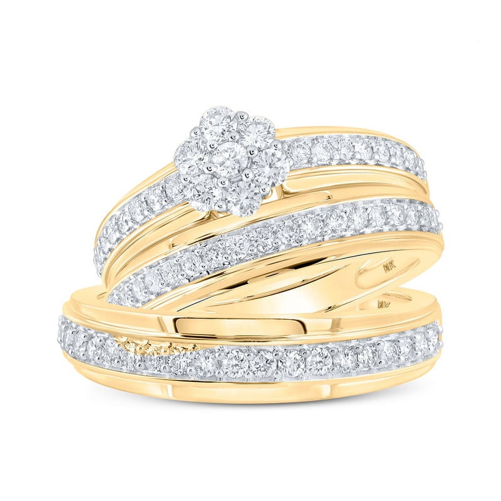 Solid 10K Yellow Gold His and Hers Real Natural Diamond Trio Three ...