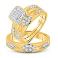 thumbnail image 1 of Solid 10K Yellow Gold His and Hers Trio Three Rings Set Princess Cut Real Natural Diamond Square Matching Rings Wedding Band Set 5/8 Carat ( .62 Cttw ) - (L = 9, M = 9), 1 of 7