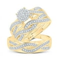 thumbnail image 1 of Solid 10K Yellow Gold His and Hers Trio Three Rings Set Real Natural Diamond Cluster Matching Rings Wedding Band Set 3/8 Carat ( .40 Cttw ) - (L = 6, M = 10.5), 1 of 6