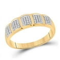thumbnail image 1 of Solid 10K Yellow Gold His and Hers Trio Three Rings Set Real Natural Diamond Halo Matching Rings Wedding Band Set 7/8 Carat ( .86 Cttw ) - (L = 5.5, M = 10.5), 1 of 7