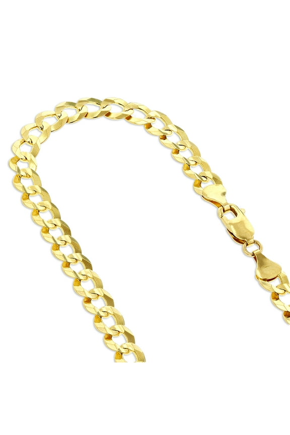 Solid 10K Yellow Gold Italy Cuban Curb Link Bracelet 7mm Wide 8.5 long with Lobster Clasp
