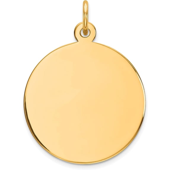 Solid 10K Yellow Gold Plain .013 Gauge Circular Engravable Disc Charm - 26mm