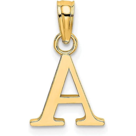 Solid 10K Yellow Gold Polished A Block Initial Charm - 12mm