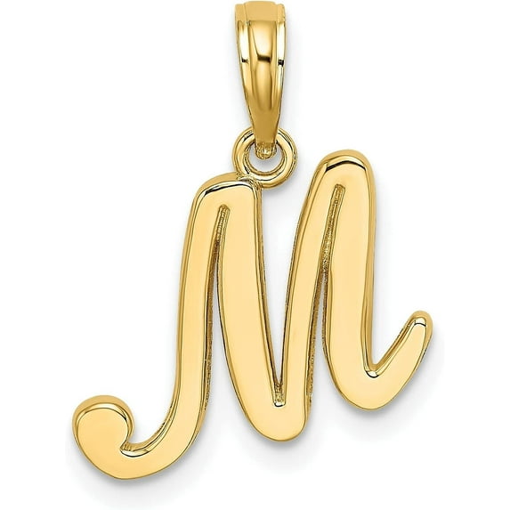 Solid 10K Yellow Gold Polished M Script Initial Charm - 18.45mm
