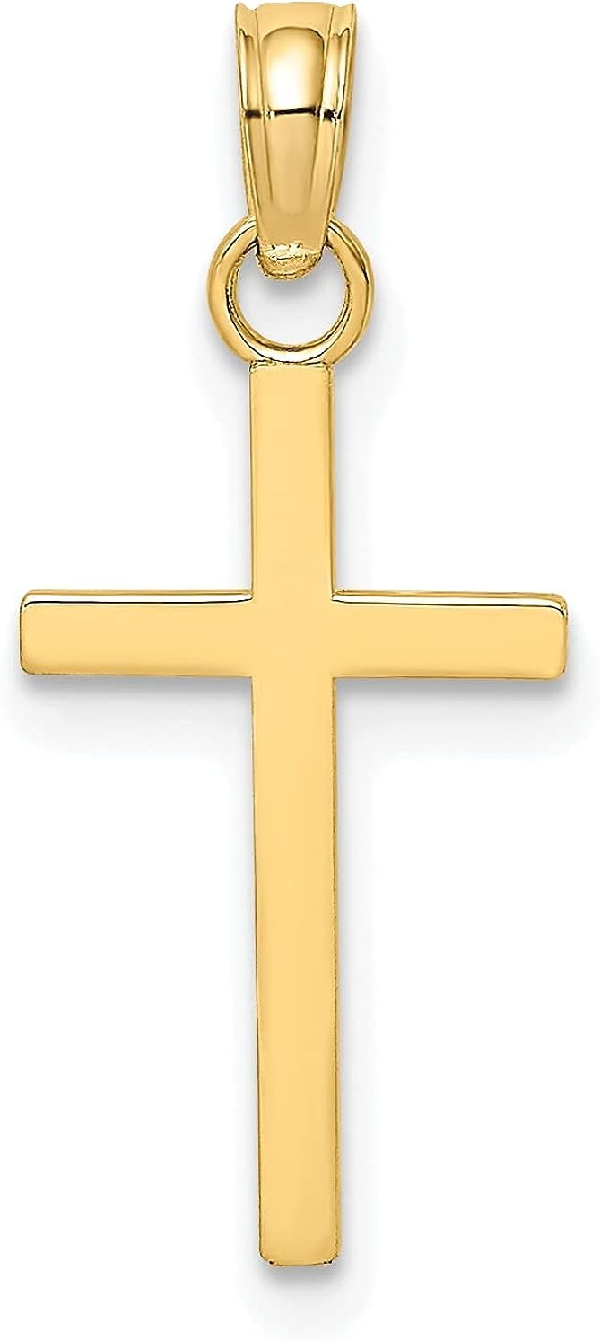 AVARIAH Solid 10K Yellow Gold Polished Small Cross Charm - 21.5mm