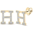 thumbnail image 1 of Solid 10K Yellow Gold Real Natural Diamond H Initial Letter Stud Earrings for Women 1/5 Carat ( .20 Cttw ), 1 of 2