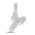 thumbnail image 1 of Solid 10K Yellow Gold Real Natural Diamond Mens Dripping Y Initial Letter Charm Pendant 1/2 Carat ( .50 Cttw ), 1 of 2