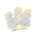 thumbnail image 1 of Solid 10K Yellow Gold Real Natural Diamond Mens Money Bag Pinky Anniversary Ring 4-3/4 Carat - Size - 9 ( 4.79 Cttw ), 1 of 2