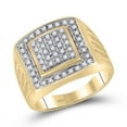 thumbnail image 1 of Solid 10K Yellow Gold Real Natural Diamond Mens Square Cluster Anniversary Ring 1/2 Carat - Size - 8 ( .50 Cttw ), 1 of 3