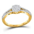 thumbnail image 1 of Solid 10K Yellow Gold Real Natural Diamond Split-shank Halo Circle Cluster Anniversary Ring for Women 1/5 Carat - Size - 8 ( .20 Cttw ), 1 of 3