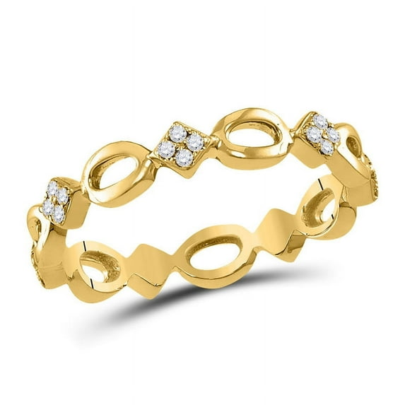 Solid 10K Yellow Gold Real Natural Diamond Stackable Wedding Band Anniversary Ring for Women 1/8 Carat - Size - 5.5 ( .12 Cttw )
