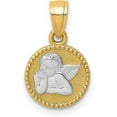 thumbnail image 1 of Solid 10K Yellow Gold W/Rhodium Polished and Textured Angel Pendant - 16.19mm, 1 of 6