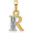 thumbnail image 1 of Solid 10K Yellow Gold and Rhodium Diamond Initial R Charm - 15mm Natural Diamonds, 1 of 5