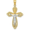 thumbnail image 1 of Solid 10K Yellow Gold w/Rhodium Filigree Crucifix Pendant - 30mm, 1 of 5