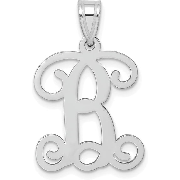 Solid 10KW White Gold Initial Letter B Pendant