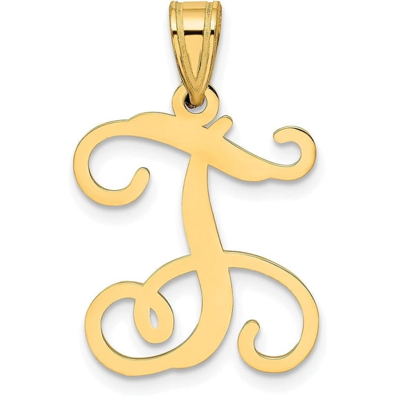 Solid 10KY Yellow Gold Initial Letter T Pendant