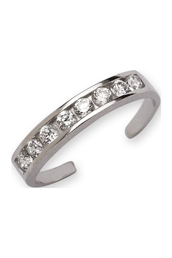 Solid 10K Yellow or White Gold Adjustable Channel-Set Cubic Zirconia toe ring toe ring for Women