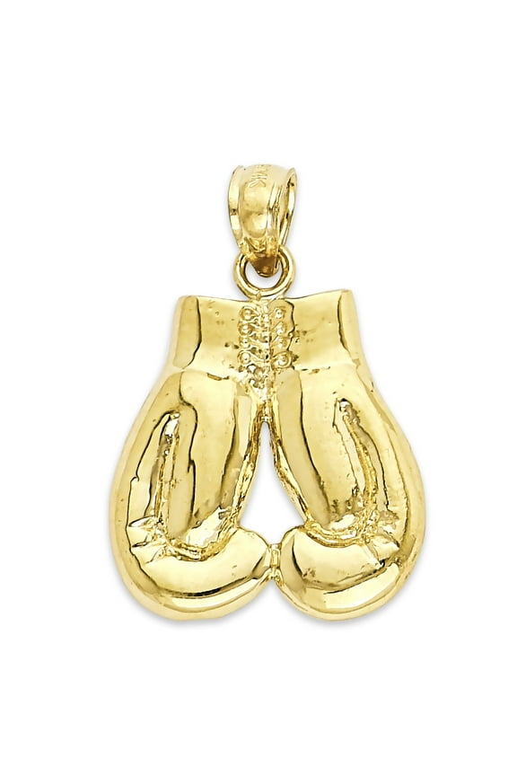 Solid 10k Gold Boxing Gloves Pendant - Fighter Jewelry, Golden Gloves Charm Gifts for Men