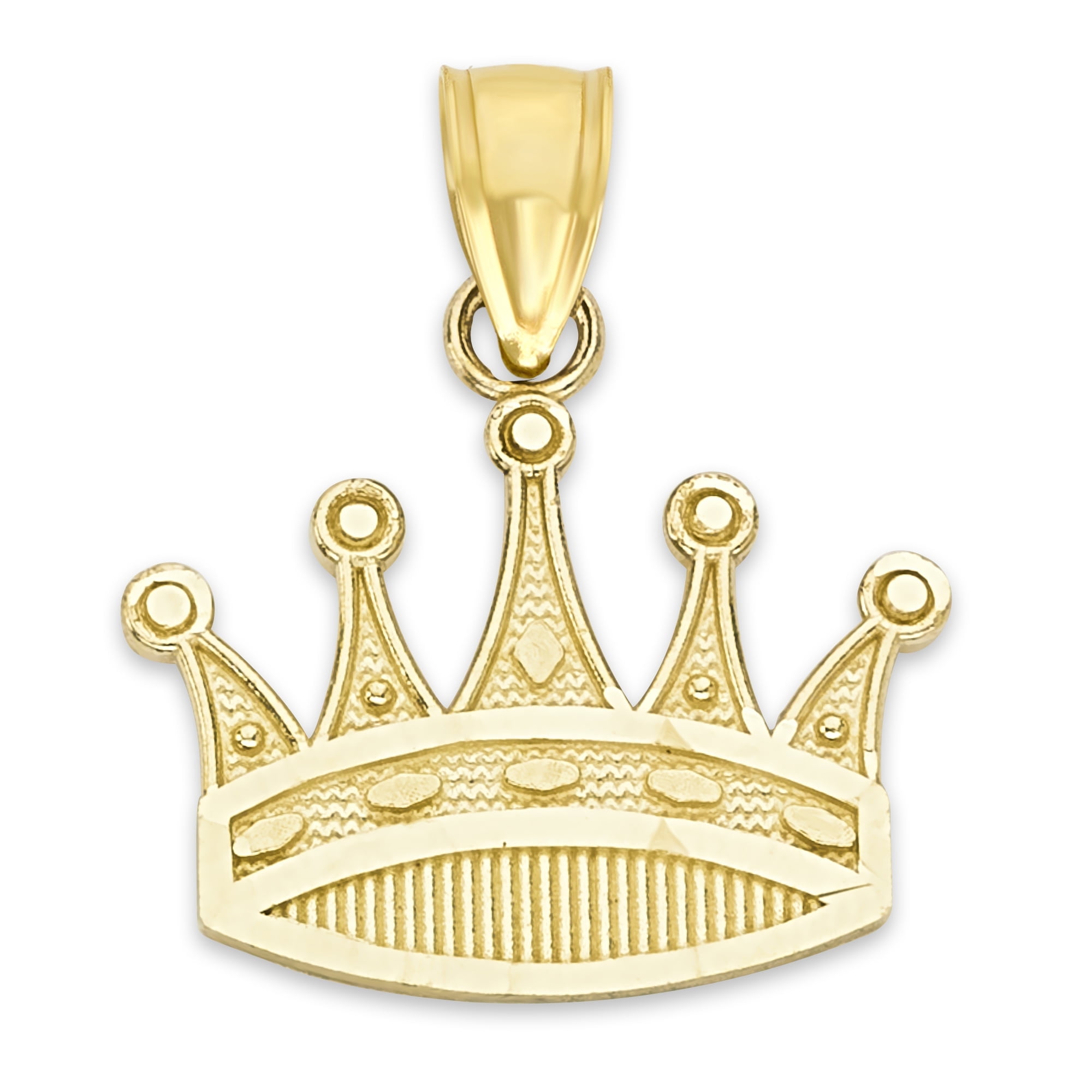 GOLDEN FIRE Solid 10k Gold Crown Pendant - Tiara Jewelry Birthday Gifts
