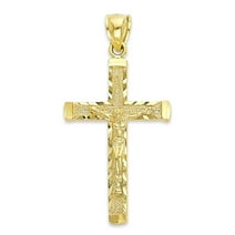 Solid 10k Gold Crucifix Pendant for Necklace, Jesus Piece, Catholic Jewelry for Him