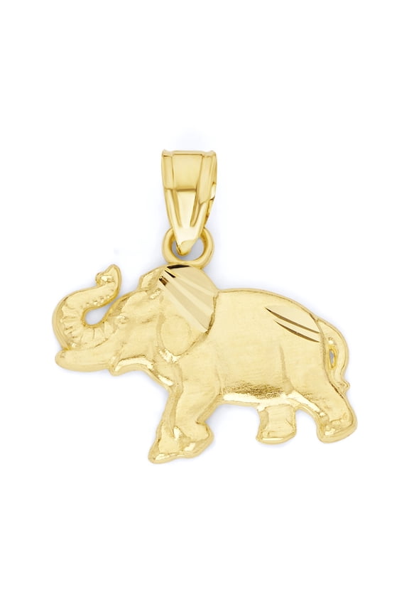 Solid 10k Gold Elephant Pendant - Good Luck Jewelry Graduation Jewelry