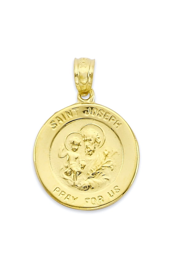Solid 10k Gold Saint Joseph Pendant - Protection Jewelry for Travelers - Religious Gifts for Women and Men